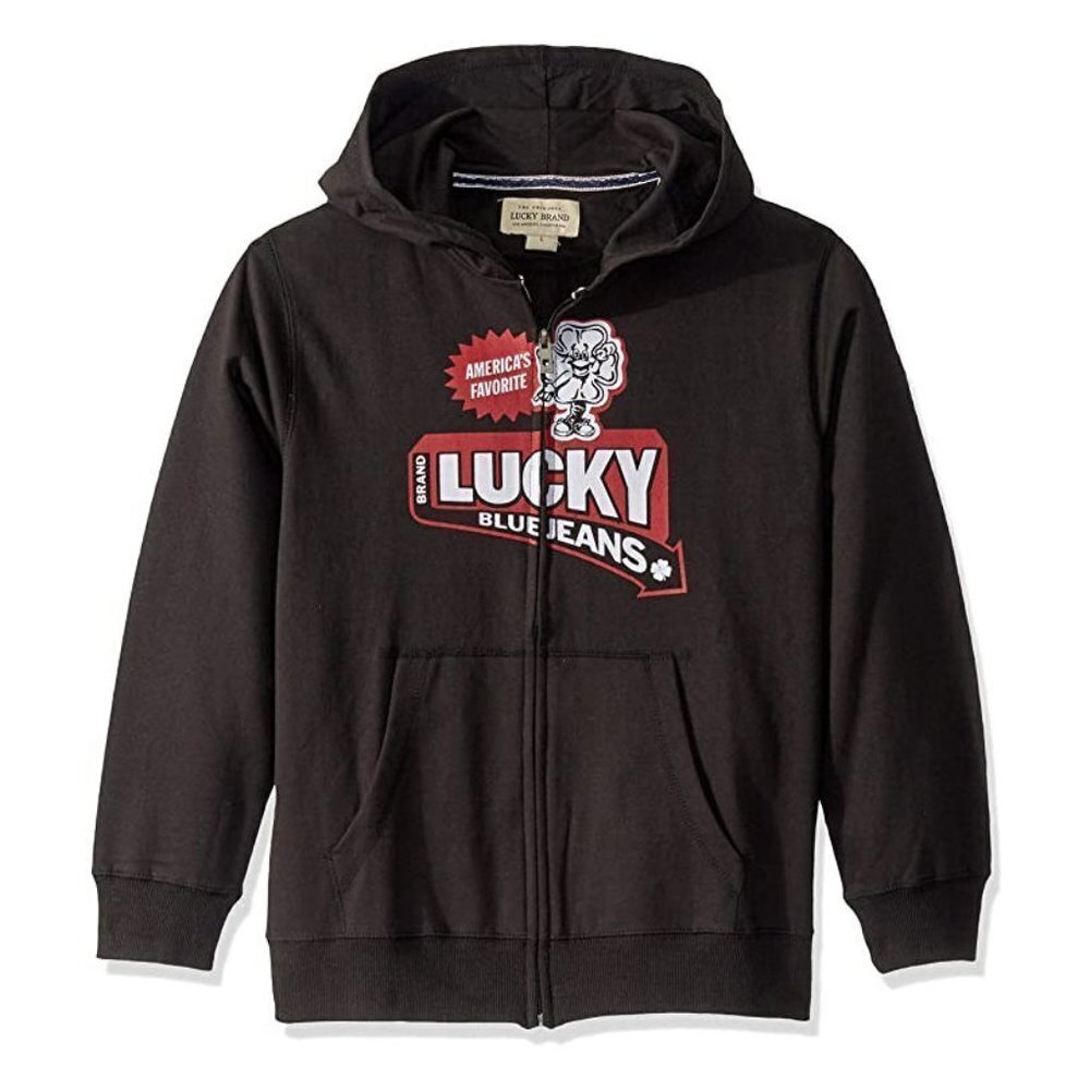 Lucky Brand Boys' Zip-Up Hoodie – Size 4/5 – Caviar Clover – NWT